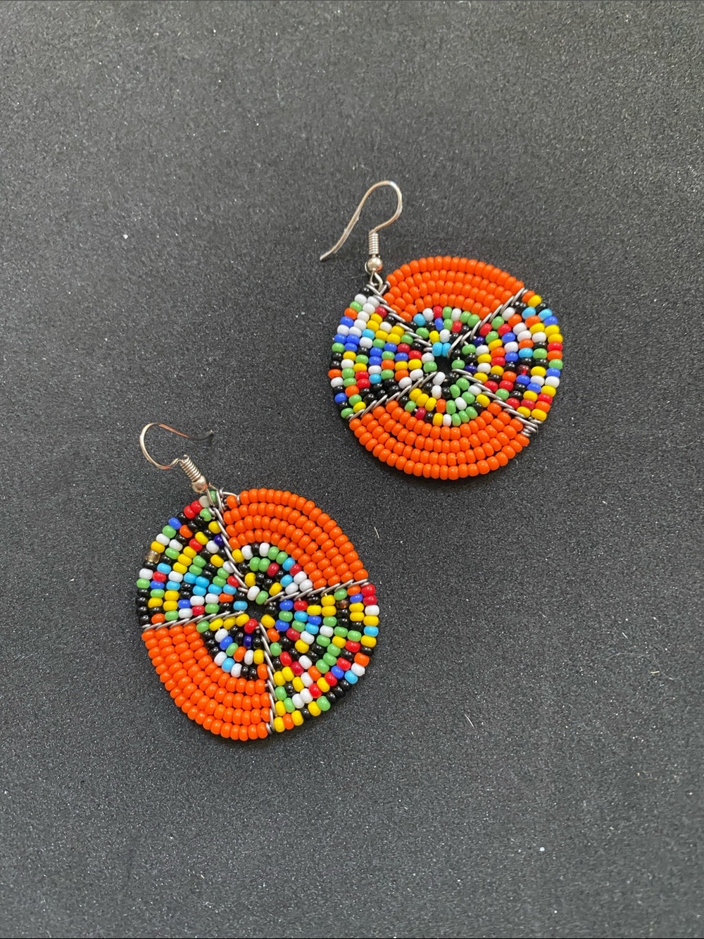 Orange Beaded Earrings NWOT